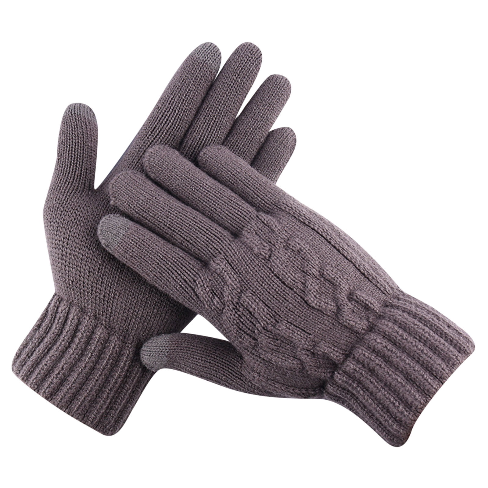 Men's Winter Touch Screen Gloves Windproof Thermal Cable Knit Wool