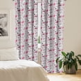 thumbnail image 2 of Ambesonne Retro Window Curtains, Scandinavian Buildings Trees, Each 28" W x 95" L, Magenta and Pale Lavender, 2 of 4