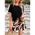 thumbnail image 5 of PRETTYGARDEN Women's Summer 2 Piece Outfits Lounge Sets Short Sleeve Tee Shirts Tops Blouses Pockets Printed Shorts Tracksuit, 5 of 10