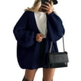 thumbnail image 3 of Women'S Oversized Cardigan Sweaters Fall Long Lantern Sleeve Knit Open Front Sweater Dark Blue L, 3 of 10