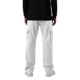 thumbnail image 6 of Men's Plus Wide Leg Baggy Sweatpants Elastic Waist Cargo Jogger Pants with Side Pockets for Gym Lounge Casual Wear White XL, 6 of 9