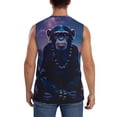 thumbnail image 4 of Xecao Starry Sky Meditating Chimpanzees Print Men's Tank Top: Sleek Sleeveless Tee for Casual Sports and Beach Occasions-Medium, 4 of 7