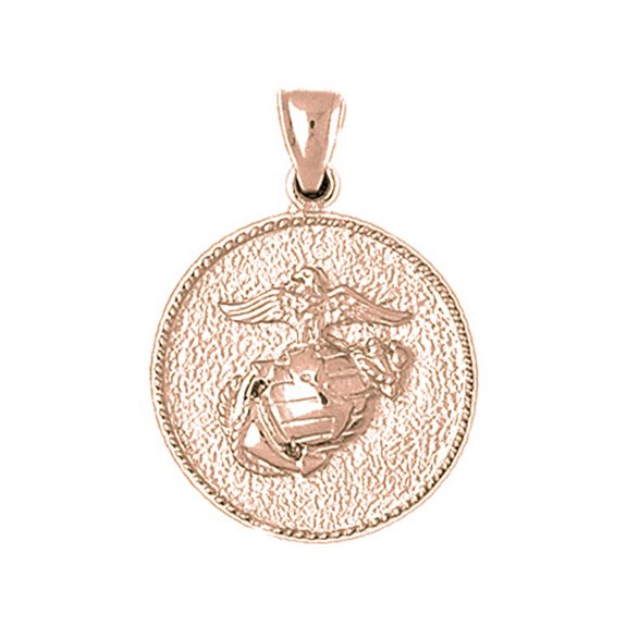 14K Rose Gold Marine Corps Logo Pendant - 34 mm