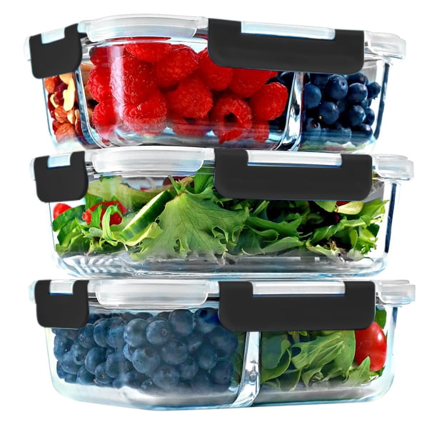 Recipientes de vidrio para preparación de comidas FIT Strong & Healthy, 4 x 960 ml