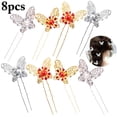 thumbnail image 2 of 8PCS Épingles à Cheveux U en Forme de Barrettes de Cheveux Papillon Accessoires de Cheveux pour Mariage, 2 of 10