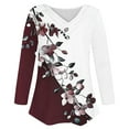 thumbnail image 5 of Uootdi Women's Tops Floral Print Long Sleeve Shirts for Women Gift V Neck Blouses with Decor Button Casual Loose Fit Trendy, 5 of 7