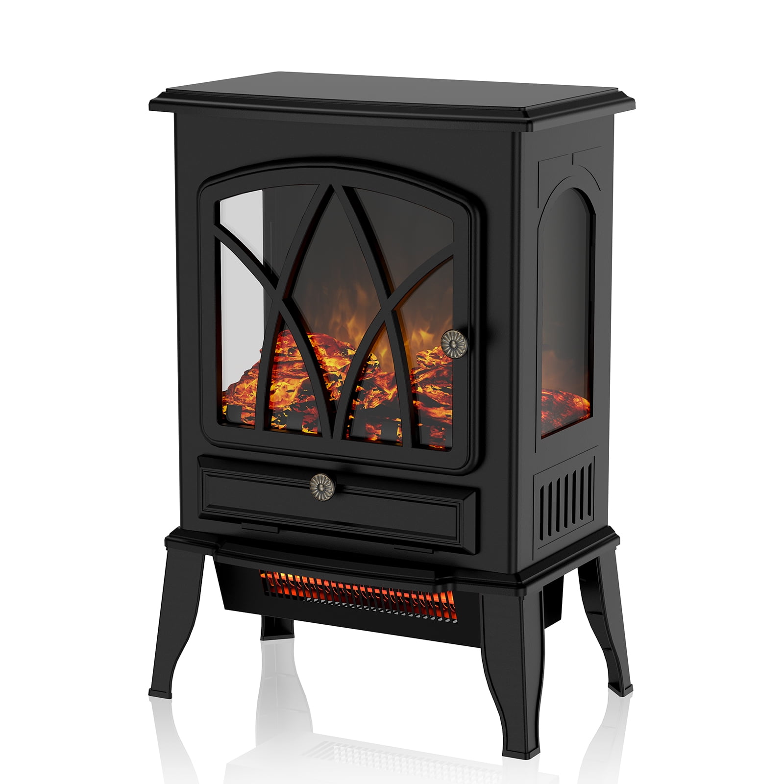 BREEZEHEAT 3D Infrared Heating Electric Fireplace Stove,Adjustable Brightness and Heating, Overheating Protection System, 1000w/1500w,10*15*22 inch