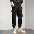 thumbnail image 3 of SWSMCLT Men's Casual Fall Elastic Waist Harem Pants Drawstring Trousers Spandex Ankle Fashion Casual Pants Black 28, 3 of 4