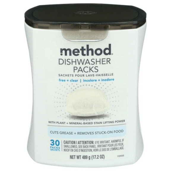 (Pack of 4) Method Home Care Dishwasher Pack Free & Clear 30 Ct