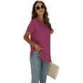 thumbnail image 2 of Women's Summer Tops Short Sleeve Round Neck Side Split Tees Loose Fit Tunic Shirts XL, 2 of 4