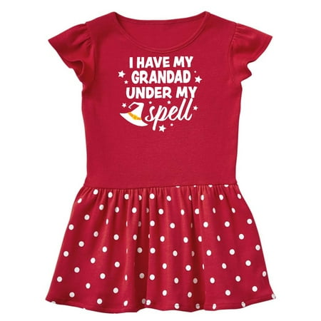 

Inktastic I Have My Grandad Under My Spell with Cute Witch Hat Gift Toddler Girl Dress