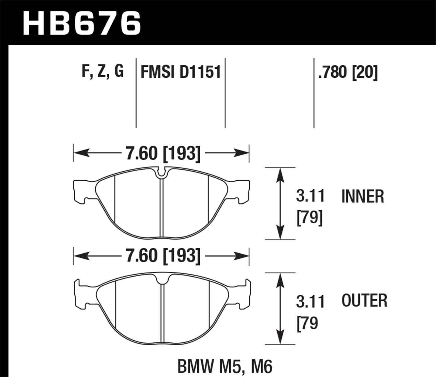 Hawk Performance HB676F.780 HPS Disc Brake Pad