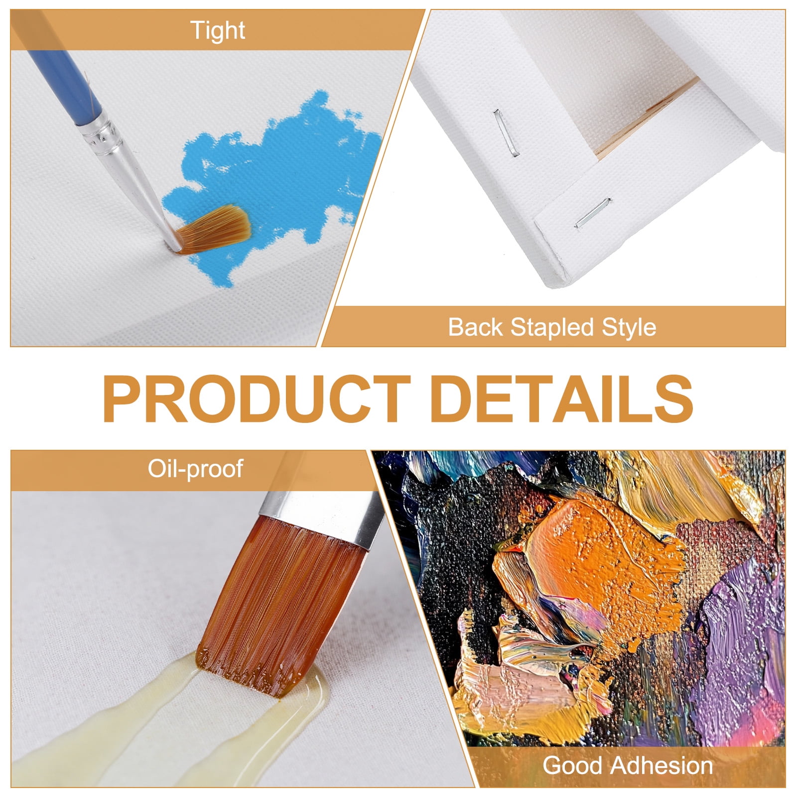 Uxcell 2 Pcs Stretched Canvas, 8x12" Artist Boards 4/5" Profile Cotton Panels,White