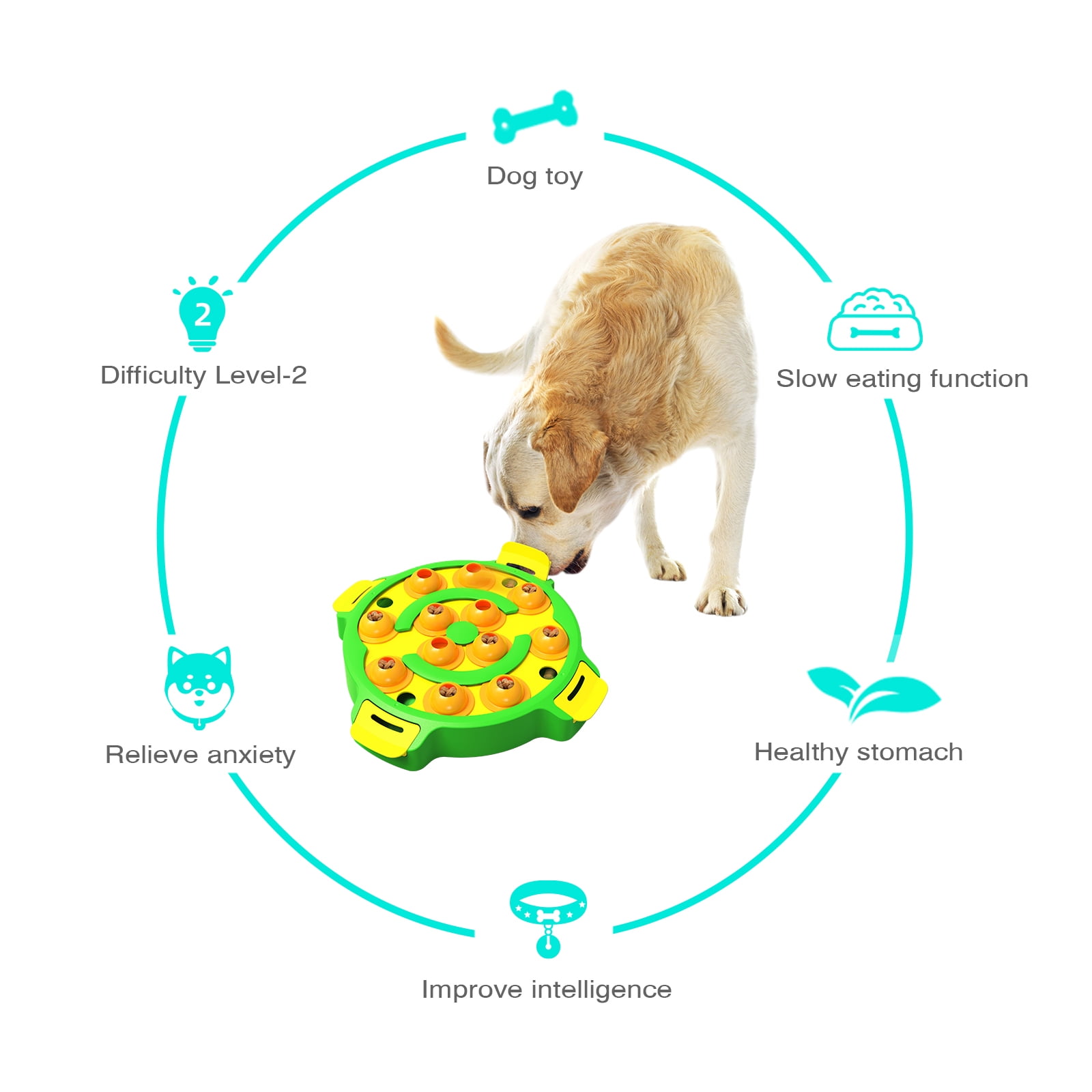 Fenrir Large Slow Feeding Interactive Enrichment Puzzle Bowl for Dogs Black