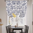 thumbnail image 4 of Pastoral Flowers Tie Up Curtain 63 Inches Long, Lake Blue Flower Vintage Linen Texture Balloon Style Kitchen Window Curtain Over Sink, Small Window Rod Pocket Curtain 46"x63", 4 of 9
