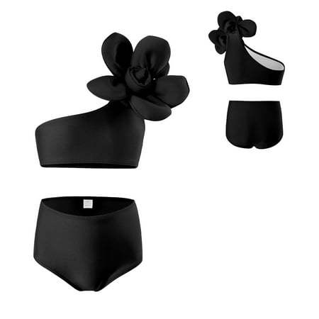 Girls Tankinis Two Pieces Swimsuits High Waisted Spaghetti Strap Halter Tankini Set Cutout Bikini Top Bathing Suit Beachwear for Teen Kids Size 13-14