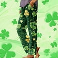 thumbnail image 2 of QATAINLAV Cotton Linen Pants for Women 2025 St Patricks Day Plus Size Lounge Trousers Green Shamrock Clover Print Straight Pants Loose Fit Summer Beach Pants Green XXL, 2 of 6