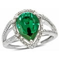 thumbnail image 2 of Star K � Pear Shape 11x8mm Simulated Emerald Halo Split Shank Big Stone Ring, 2 of 9