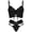 Black, variant on 3D Floral Lace Corset Lingerie Womens Sheer Bra And Panty Sets 2 Piece Boudoir Outfits Adjustable Straps Underwire Underwear Lace up See Through Lingerie Outfits M White