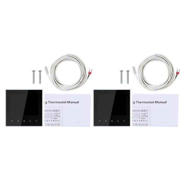 Riwesomey Sensor de calefacción de suelo interior pantalla LCD Sensor de temperatura de pantalla táctil termostato inteligente impermeable para Tipo 1 2piezas