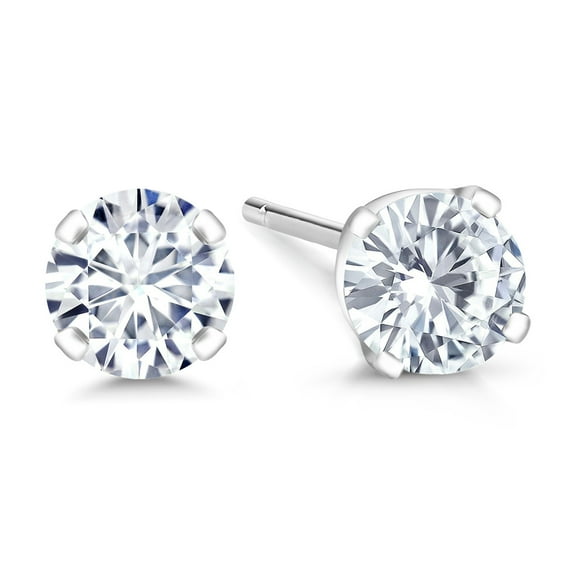 Gem Stone King 14K White Gold Lab Grown Diamond Stud Earrings for Women Men | 0.75 Cttw | I-J Color | VS1-VS2 Clarity
