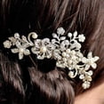 thumbnail image 2 of Pelo Cristal Con Nupcial Pinza para El Aleación Diamantes Imitación Perlas Mujer Plata Novia Dama Baile, 2 of 9