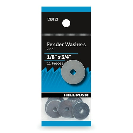 Hillman Fender Washers, 1/8" x 3/4", Steel, Zinc Finish, Silver, 11 pack