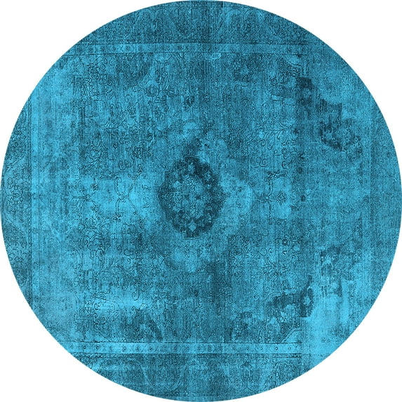 Ahgly Company Indoor Round Oriental Light Blue Industrial Area Rugs, 6' Round