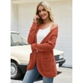 thumbnail image 2 of Chiclily Womens Long Cardigan Lightweight Sweater Open Front Long Sleeve Knit Outfits with Pockets, Orange S, 2 of 7