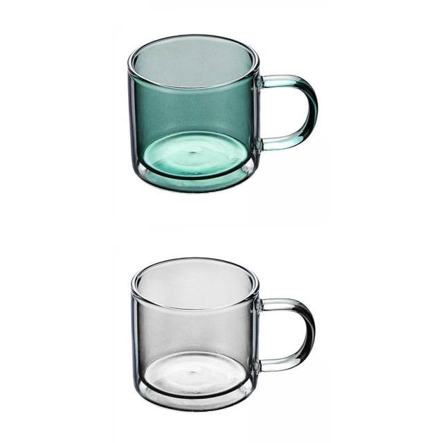 vasos de doble pared,Taza de café de vidrio de borosilicato de doble pared,Vaso de vidrio de doble pared resistente al calor,Taza de cristal de 250 ml,taza de té y café,boca redonda,Taza de