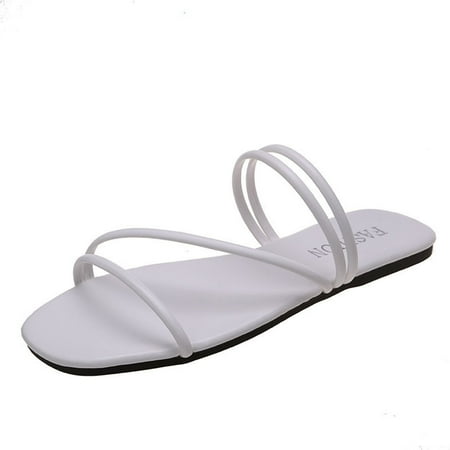 

KBKYBUYZ Fashionable Cross Strap Flat Two-Wear Sandals Slippers for Women Clearance
