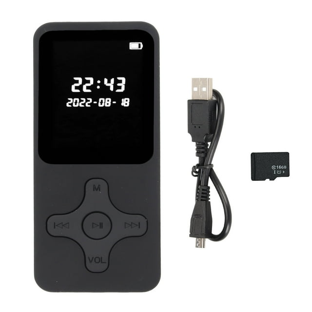 Reproductor MP3 MP4 Bluetooth 5.0 Ultrafino Digital LCD Pantalla de 1,77 pulgadas Altavoz HD Radio FM Reproductor de música HiFi portátil con tarjeta de memoria de 16 GB