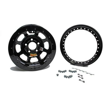 Aero Race Wheels 53-185020-BLKRING 53 Series 2 in. Backspace Roll Formed Beadlock Wheel, Black - 15 x 8 in.