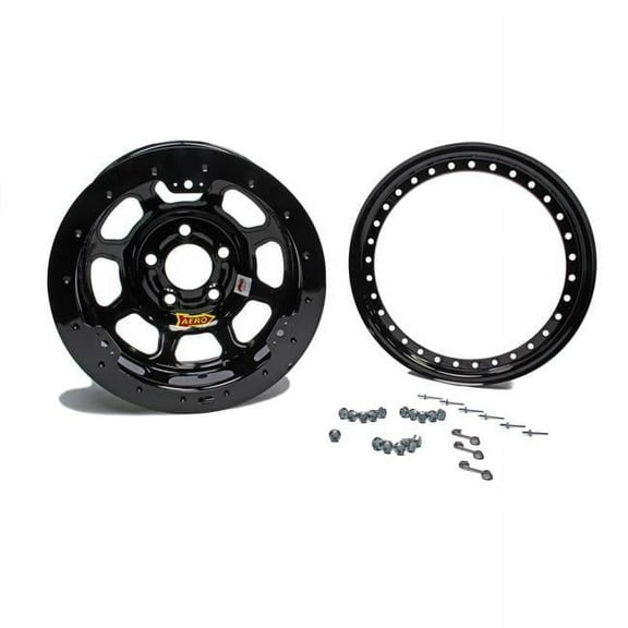 Aero Race Wheels 53-185020-BLKRING 53 Series 2 in. Backspace Roll Formed Beadlock Wheel, Black - 15 x 8 in.