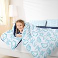 thumbnail image 5 of Manfei Teal White Seashell Bow Starfish Bedding Comforter Set for Kids Boys and Girls, Cartoon Sealife Full Bedding Set, Navy Reversible 7-Piece, 5 of 6
