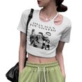 thumbnail image 4 of Blusa informal para mujer, top corto para mujer, top corto retro para mujer, top corto de manga corta con integración sin costuras, 4 of 9