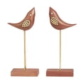 thumbnail image 5 of DecMode Wood Traditional Abstract Styled Birds with Jeweled Feathers Sculpture 3"W x 10"H, with Reddish Brown Finished and a Rectangular Shaped Base, 5 of 8