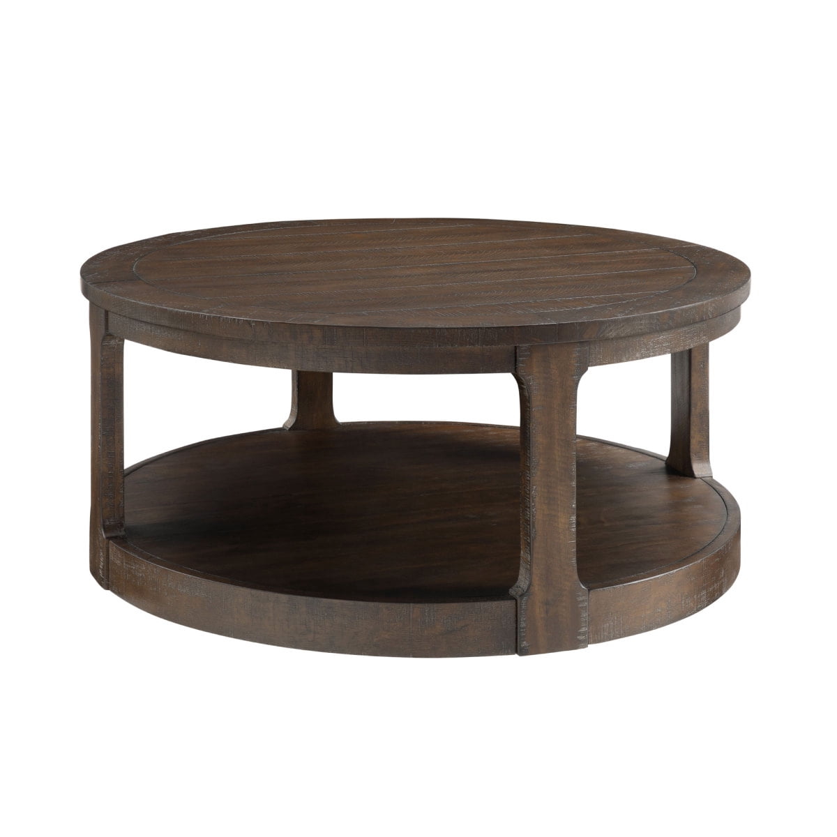 40inch Large Curved 2 Tier Traditional Round Circle Wooden Center Coffee Table,Rounded Table with Wheels,Mid Century Rustic Style Table for living Room,Office,Apartment,OAK