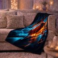 thumbnail image 6 of Football and Blue Orange Streaks Print Soft Flannel Blanket, Sporting Art Style for Sports Enthusiasts, Housewarming Gift for Bedroom and Living Room, Home Decor, 6 of 9