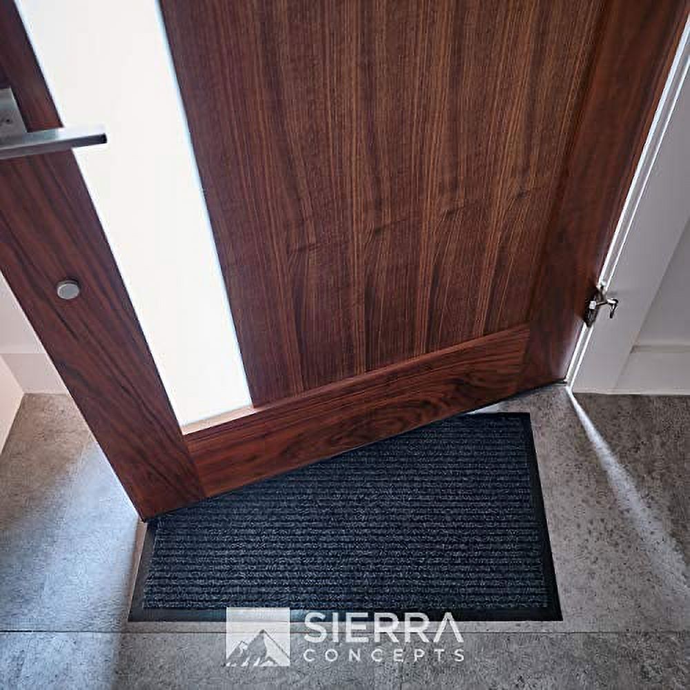 Sierra Concepts 2-Pack Striped Door Floor Mat - Indoor Outdoor Rug Entryway Welcome Mats with Rubber Backing for Shoe Scraper, Ideal for Inside Outside High Traffic Area, Steel Gray & Black 30" x 17" - image 5 of 6