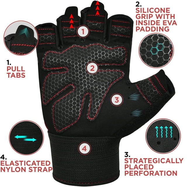 RDX Weight Lifting Gloves Gym Fitness Workout, Anti Slip Padded Full Palm Protection-Ultra Ventilated Training Cycling Rowing