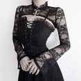 thumbnail image 2 of Women Gothic Spaghetti Strap Ruffle Trim Lace-Up Pleated A-Line Mini Dress Flare Long Sleeve Floral Lace Cover Up Cropped Cardigan Harajuku Streetwear, 2 of 21