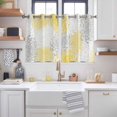 thumbnail image 2 of Yellow White Kitchen Curtains Short 45 Inch Length, Abstract Grey Chrysanthemum Flower Floral Grommet Top Bedroom Living Room Curtains, Light Filtering Cafe Curtain Drapes 2 Panels Set 84''x45'', 2 of 9