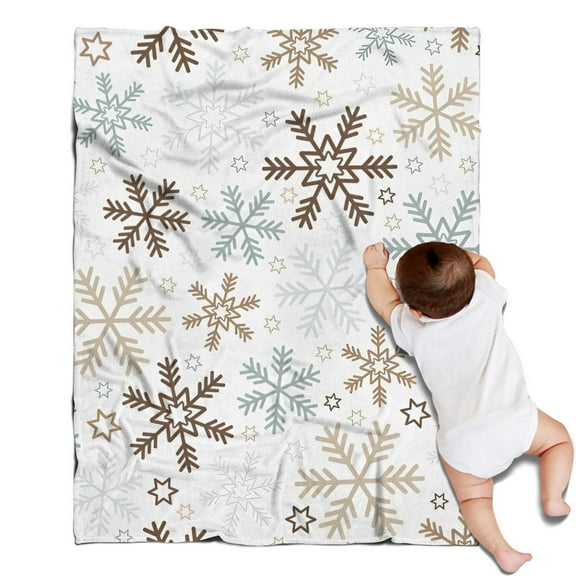 Light Christmas Snowflake Pattern Blanket,Comfortable Soft Flannel Throw Blanket,All Season,Warm Lightweight Blankets for Sofa Bed Couch Living Room Chair,30"x40"