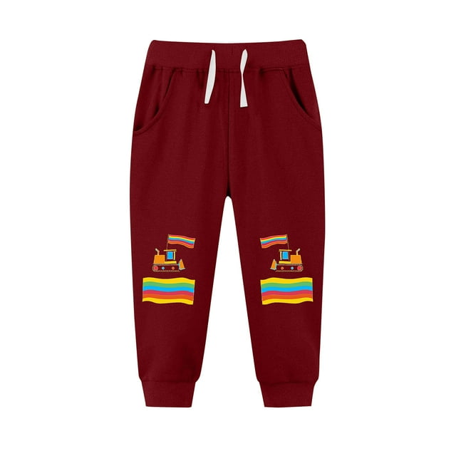 Cowsor Boys Girls Drawstring Sweatpants Cute Pattern Cotton Sport Jogger Pants
