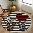 thumbnail image 3 of Valentine's Day Washable Area Rug&nbsp;6 ft Love Heart Leopard Print Black Beige Striped Soft Round&nbsp;Rugs for Living Room, Non Slip Carpet for Bedroom&nbsp;Entryway Dining Room, 3 of 9