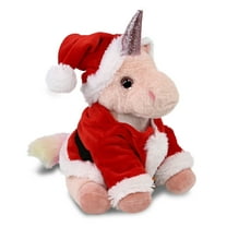 DolliBu Santa Pink Unicorn Stuffed Animal Plush Toy - Super Soft Dress Up with Red Santa Claus Outfit, Cute Mythical Animal Unicorn Gift Perfect Holiday Christmas Gift - 9 Inches