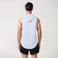 thumbnail image 5 of Men's Workout Hooded Tank Tops Sleeveless Gym Tank Top Hoodie Men Bodybuilding Muscle Cut Off Vest White XL, 5 of 5