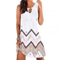 thumbnail image 3 of Robe Bohème Femme Vêtements de Plage Robe Sans Manches Femme Robe Mini Mini Robe, Blanc, Rayé, 4TG, 3 of 4