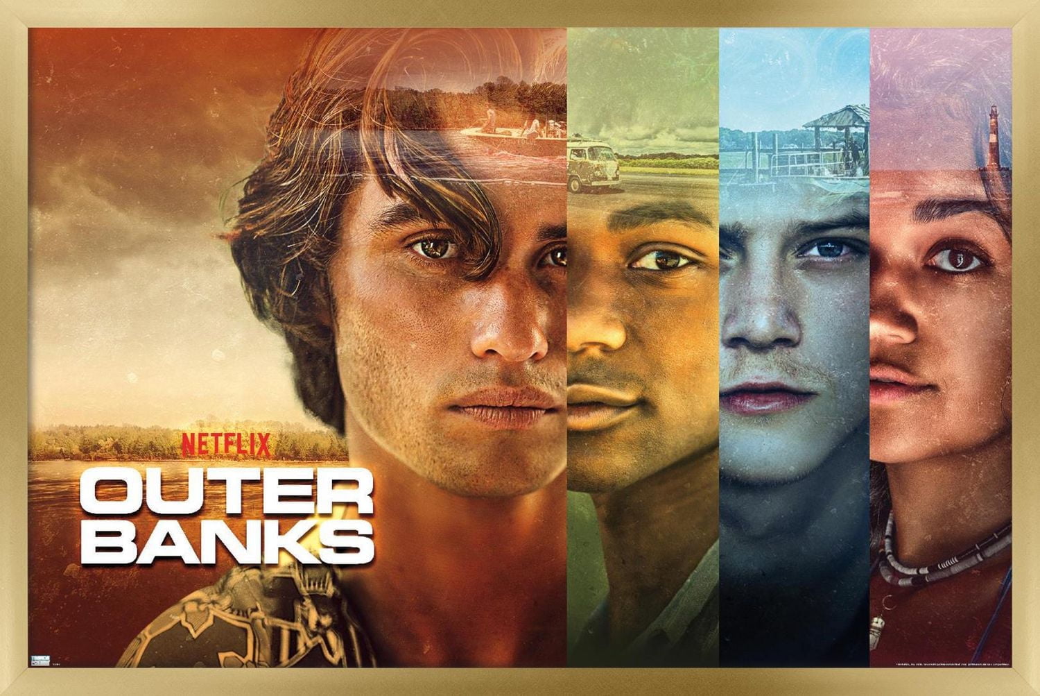 Netflix Outer Banks - Faces Wall Poster, 14.725" x 22.375" Framed